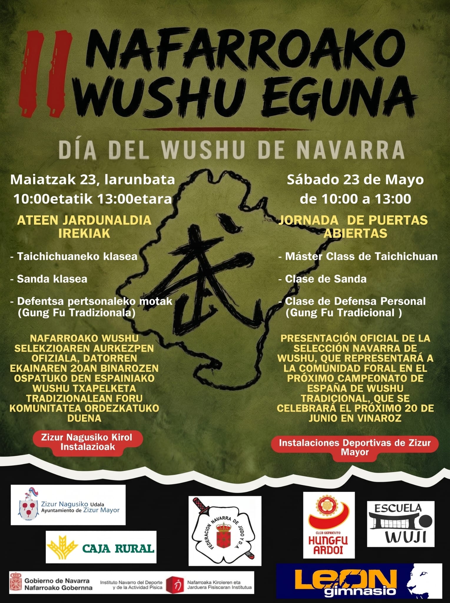 S&aacute;bado 23 de mayo, DIA DEL WUSHU DE NAVARRA.